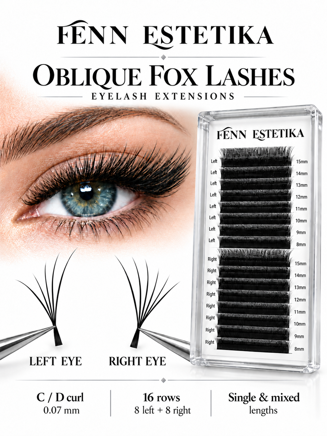 Oblique Slanted Fox Wing Lashes MIXED LENGTH